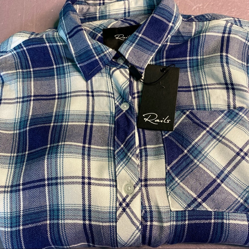 Girls size 14 Rails blue and white flannel, new with tags
